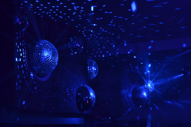 Disco Balls in Dark Room — Blue
