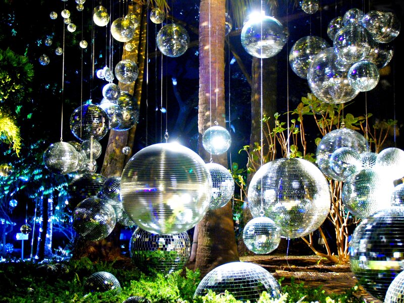 Disco Balls in Garden