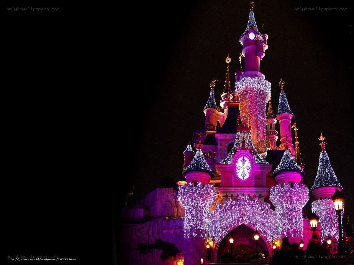 Disney castle at night