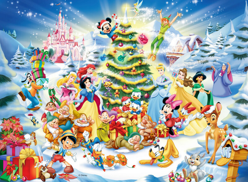 Disney Characters at Christmas — Blue