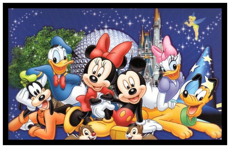 Disney characters at night
