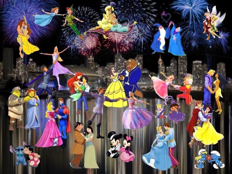 Disney Characters Collage — Blue