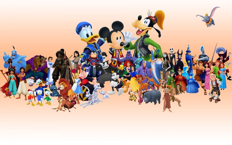 Disney characters group portrait
