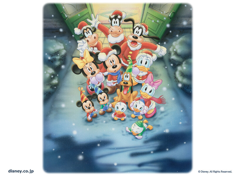 Disney characters in winter