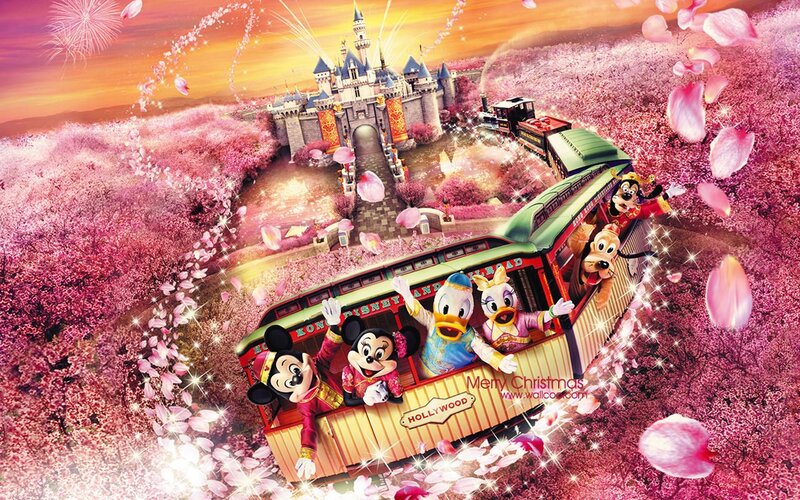 Disney characters on a train