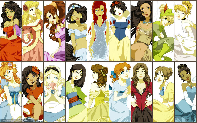 Disney Princesses — Blue, Colorful
