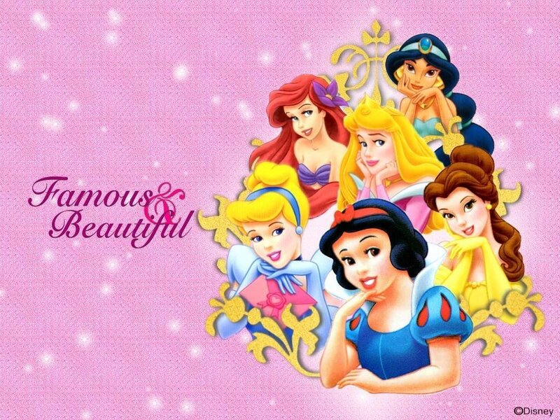 Disney Princesses Group — Pink, Cheerful, Illustration, Text