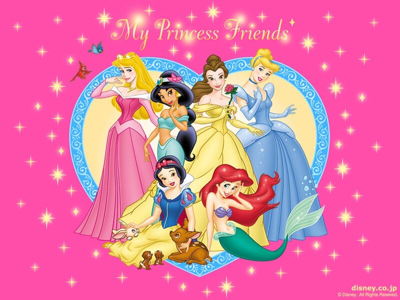 Disney Princesses Group — Pink, Cheerful, Illustration