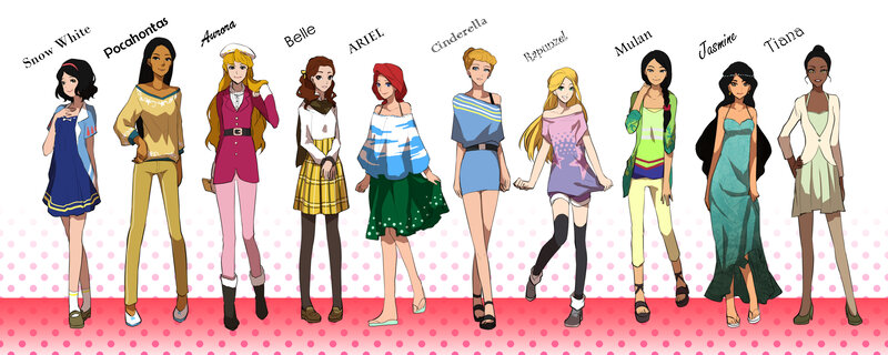 Disney Princesses in Modern Clothes