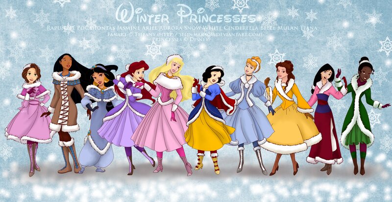 Disney Princesses in Winter — Blue