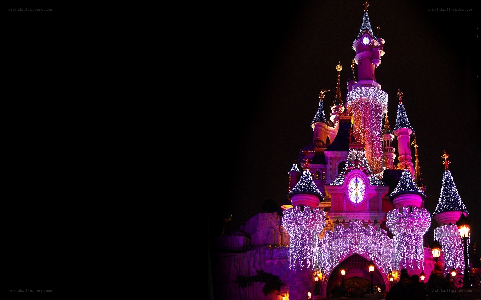 Disneyland castle at night