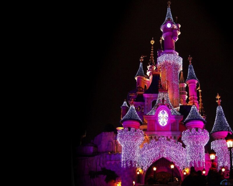 Disneyland Paris castle at night