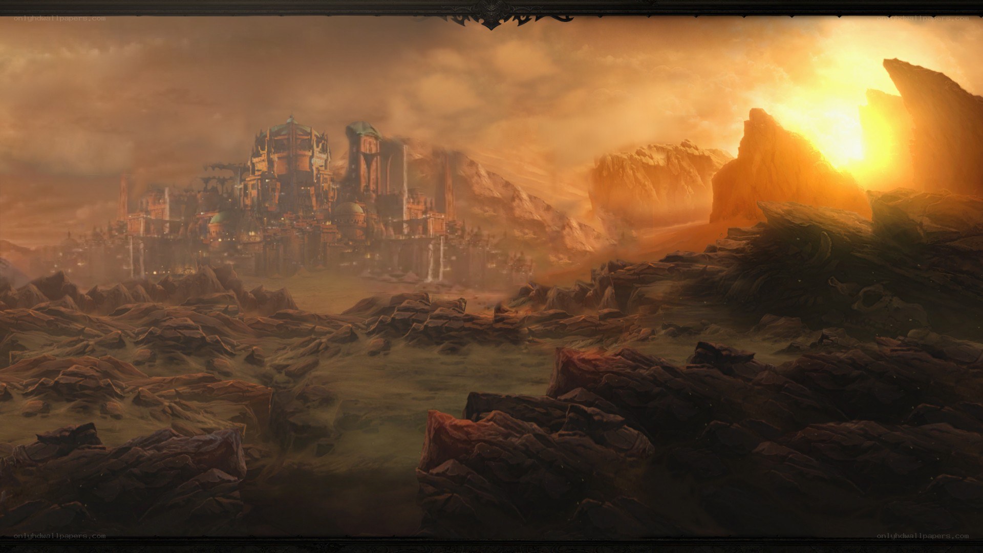 distant city at sunset