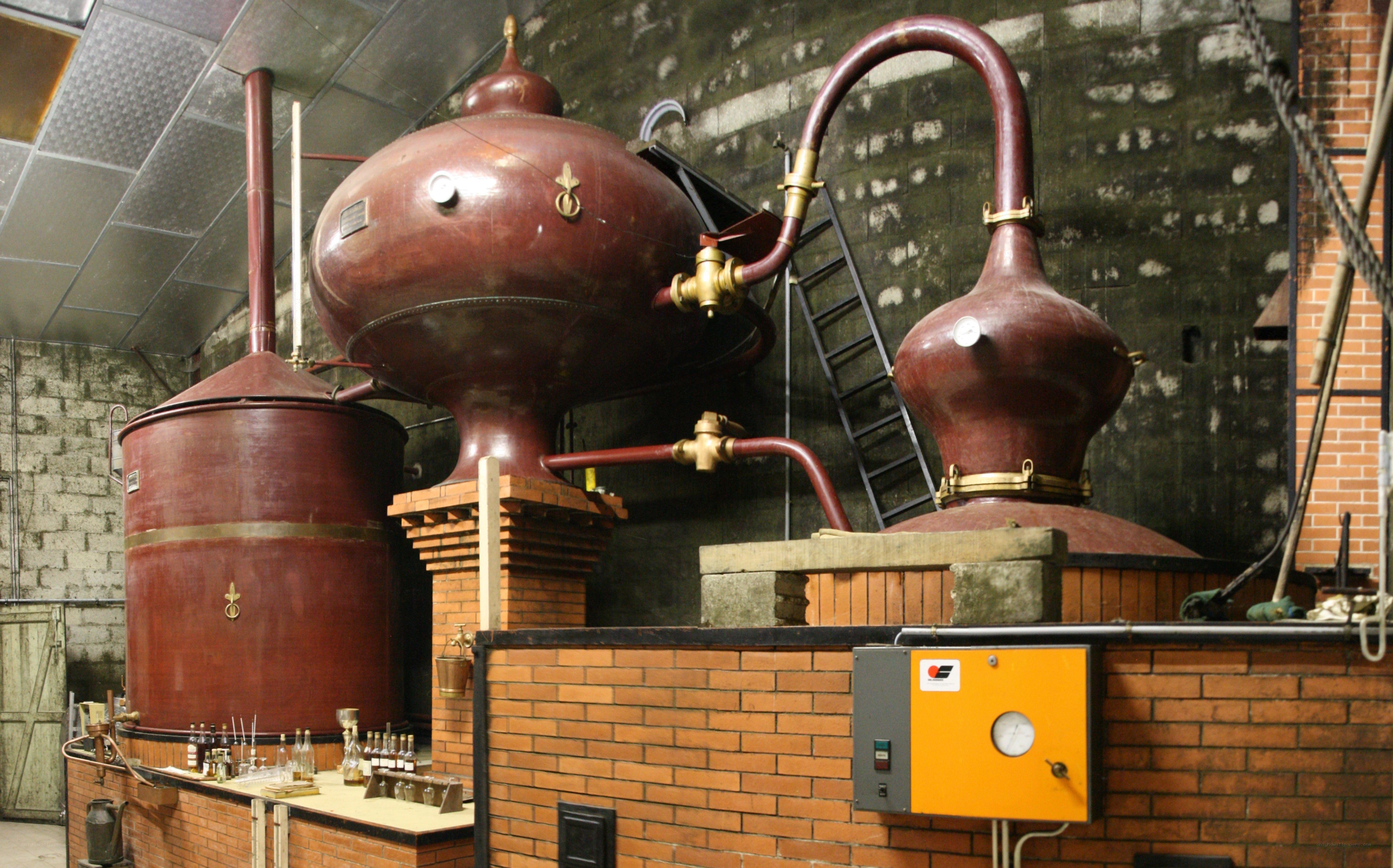 distillation equipment in a distillery