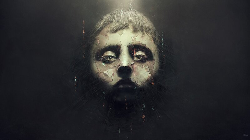 distorted child face portrait