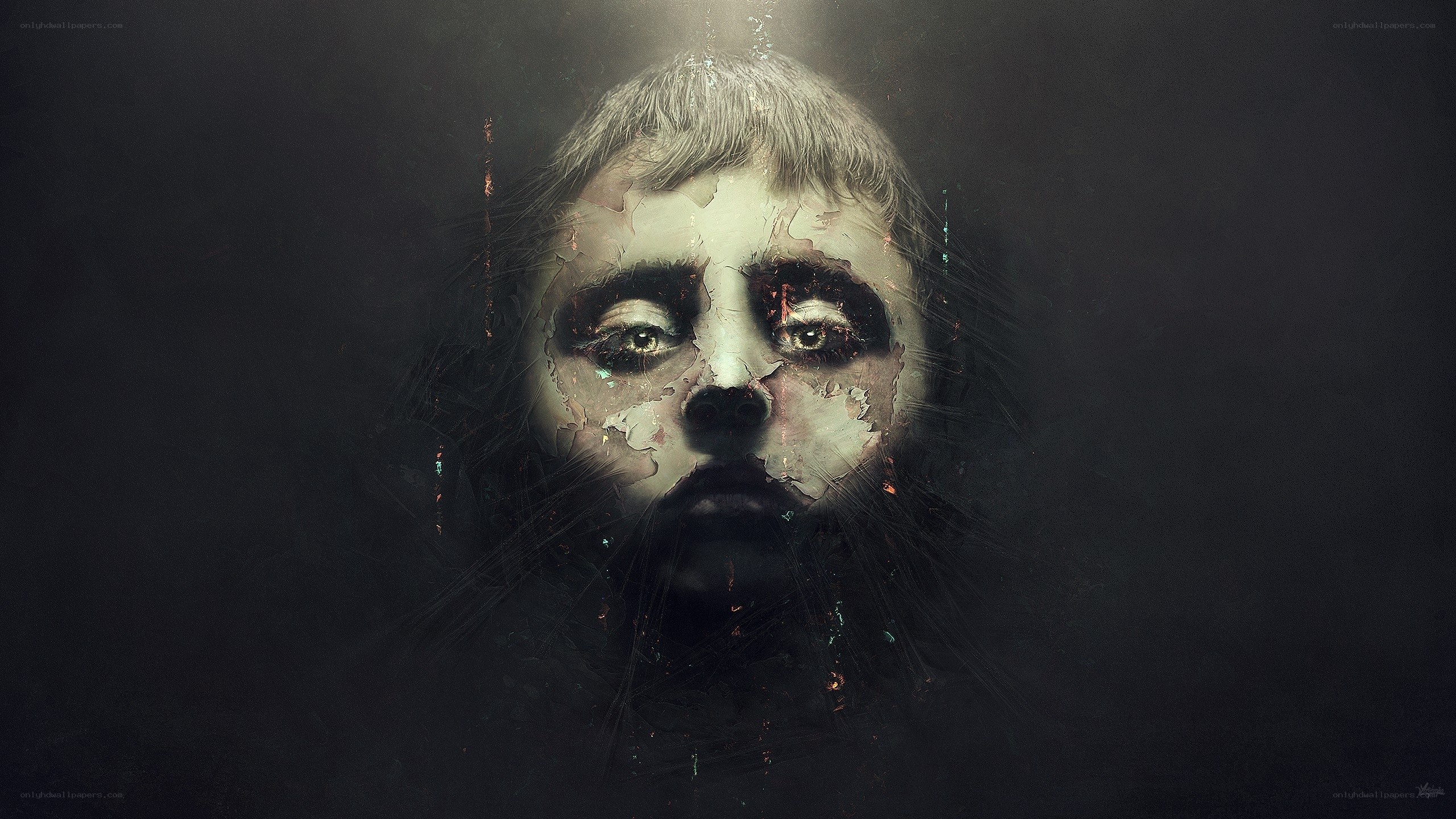 distorted child face portrait