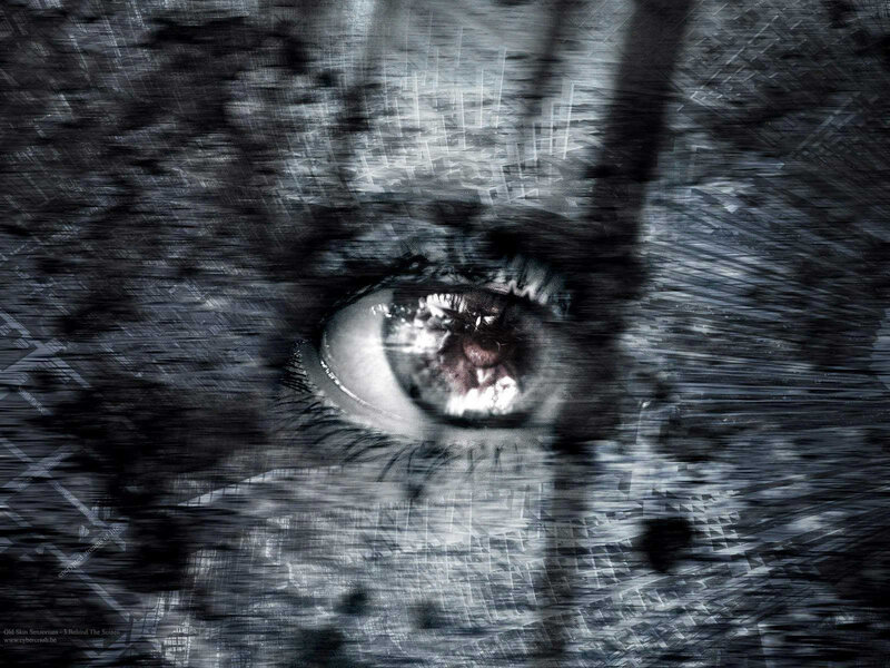 distorted eye with digital glitch