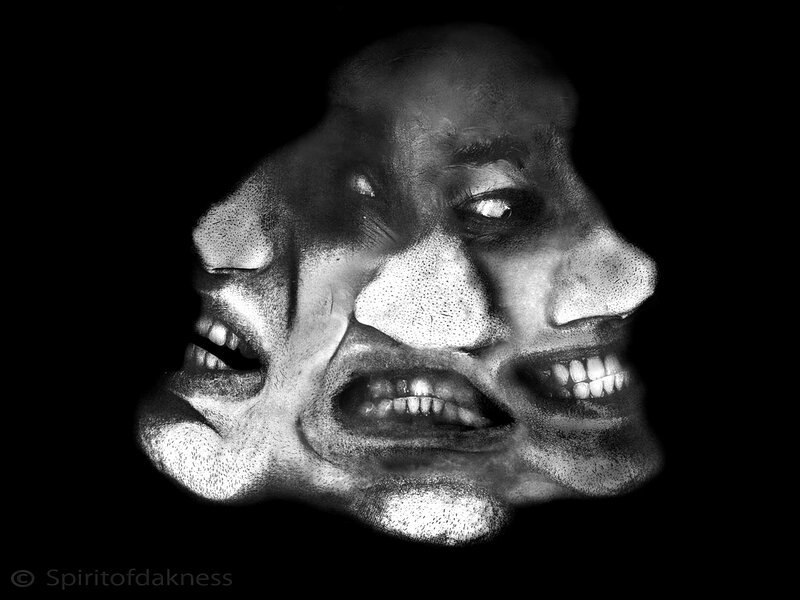 distorted face collage