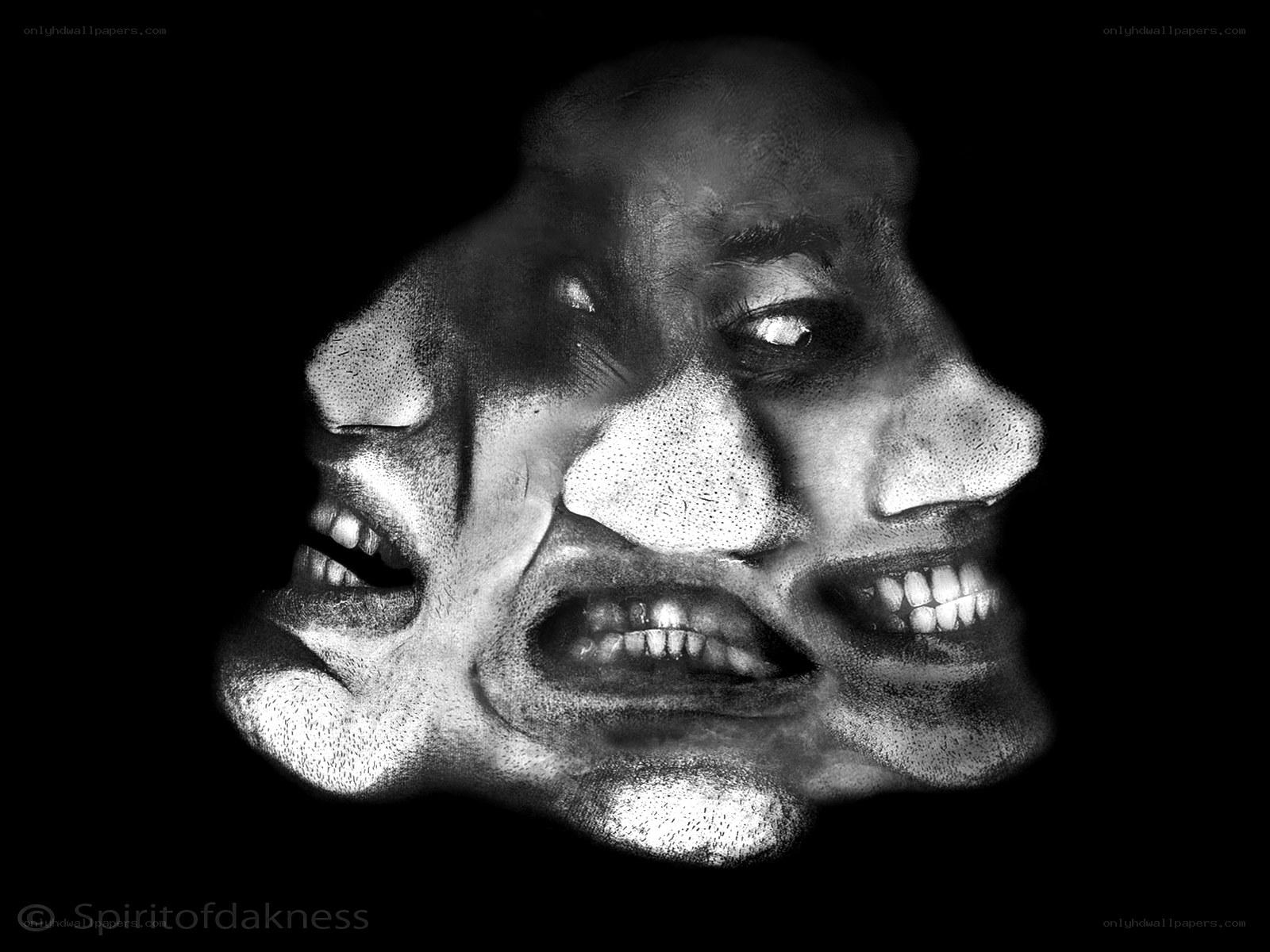 distorted face collage