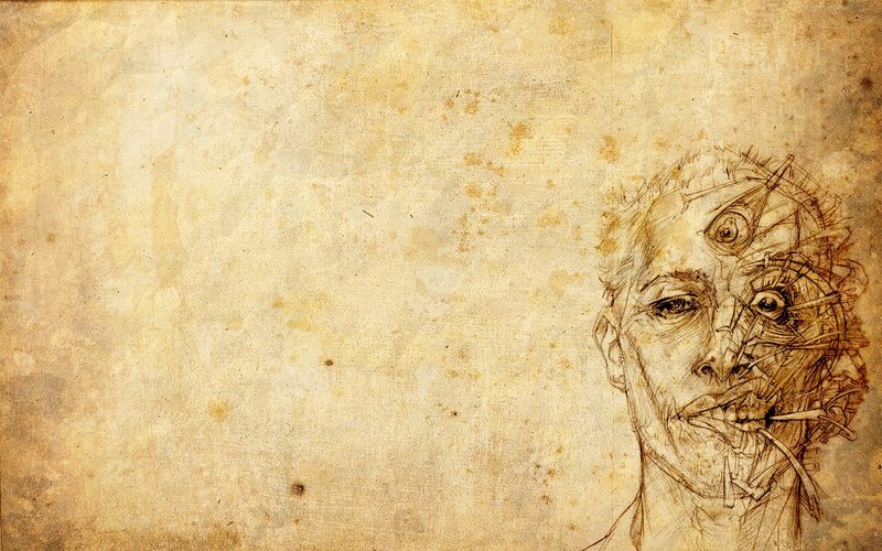 Distorted Face Drawing — Brown