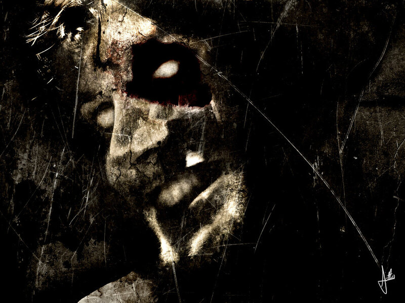Distorted Face in Dark Image