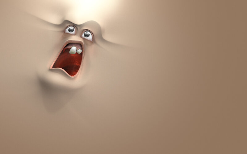Distorted Face Screaming — Beige
