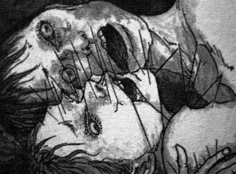 distorted face sketch