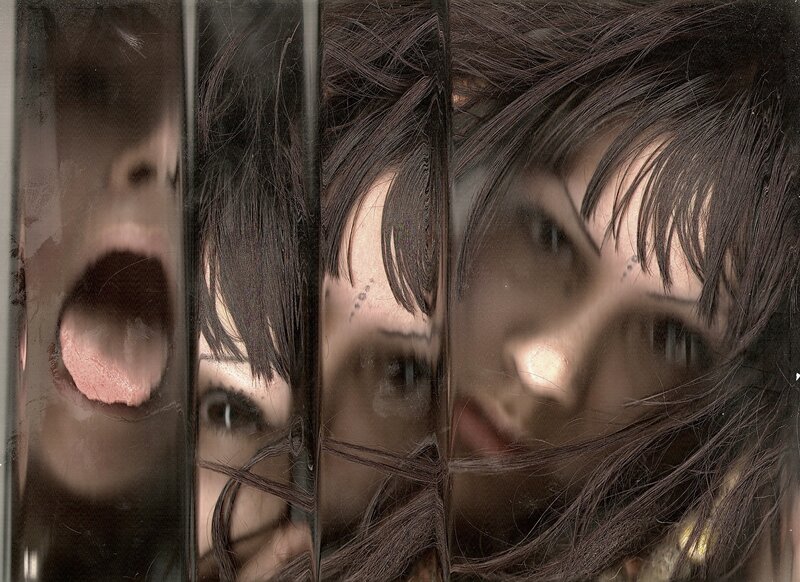 distorted face through glass