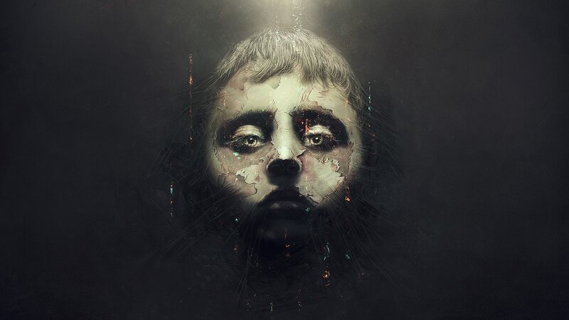distorted face under water