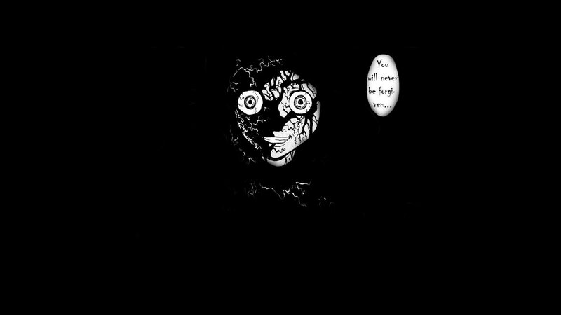 distorted face with warning
