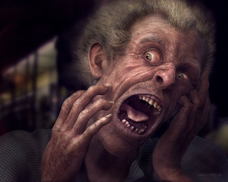 Distorted Man Screaming