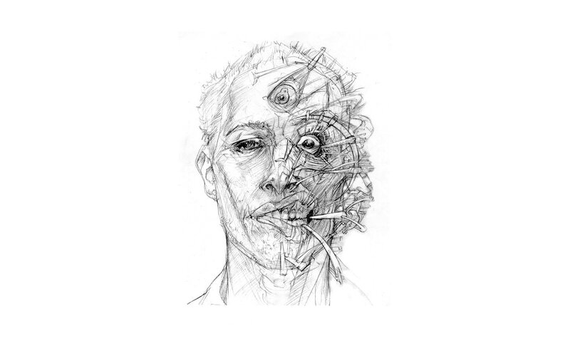 distorted portrait of a man