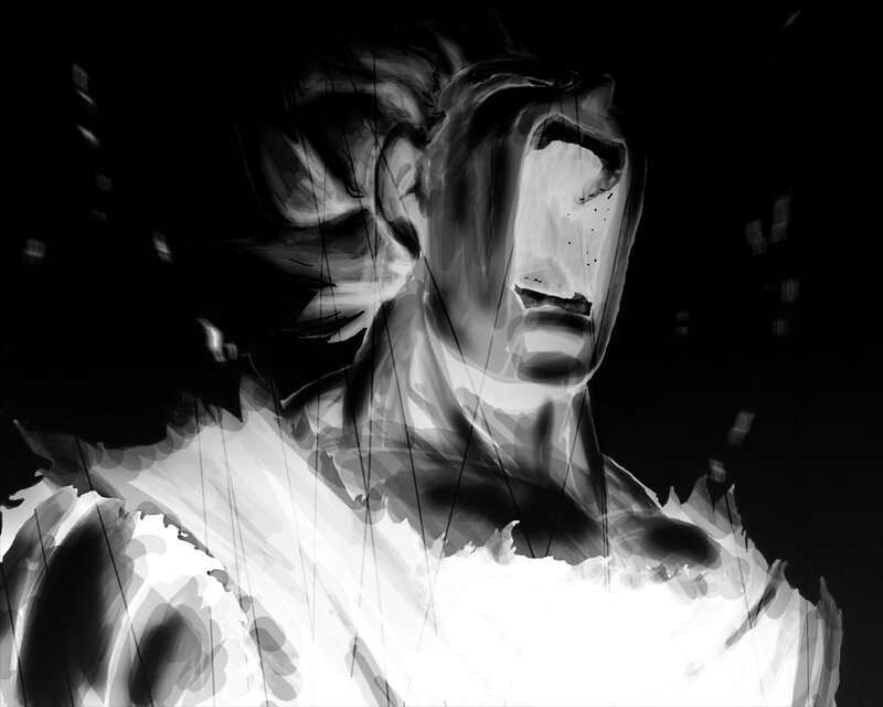distorted portrait of a screaming figure