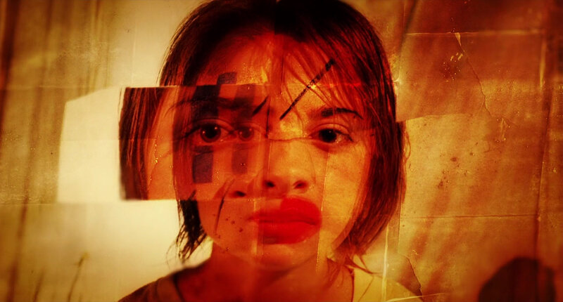 distorted portrait of a young girl