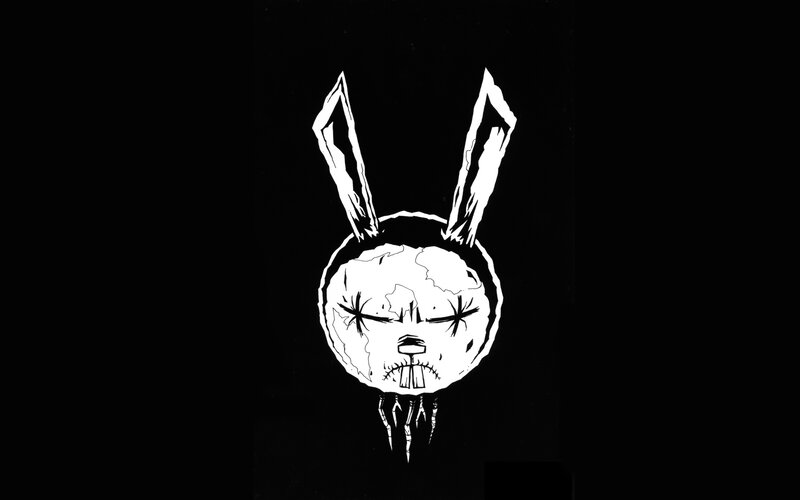 distorted rabbit head logo