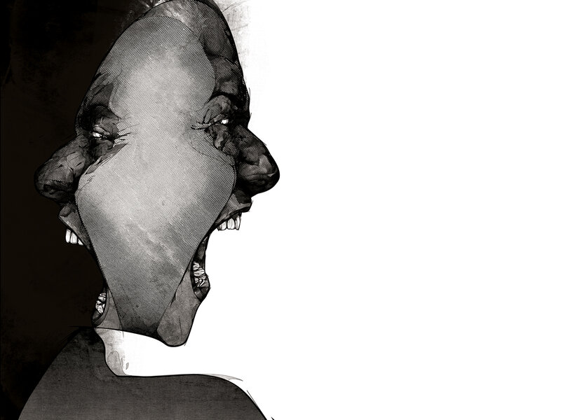 distorted screaming face