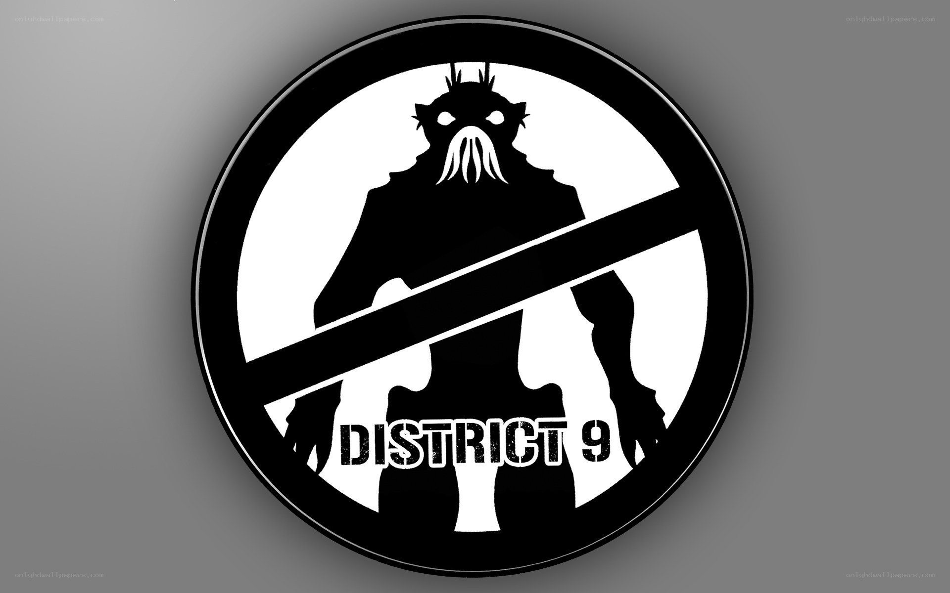 District 9 logo with alien figure