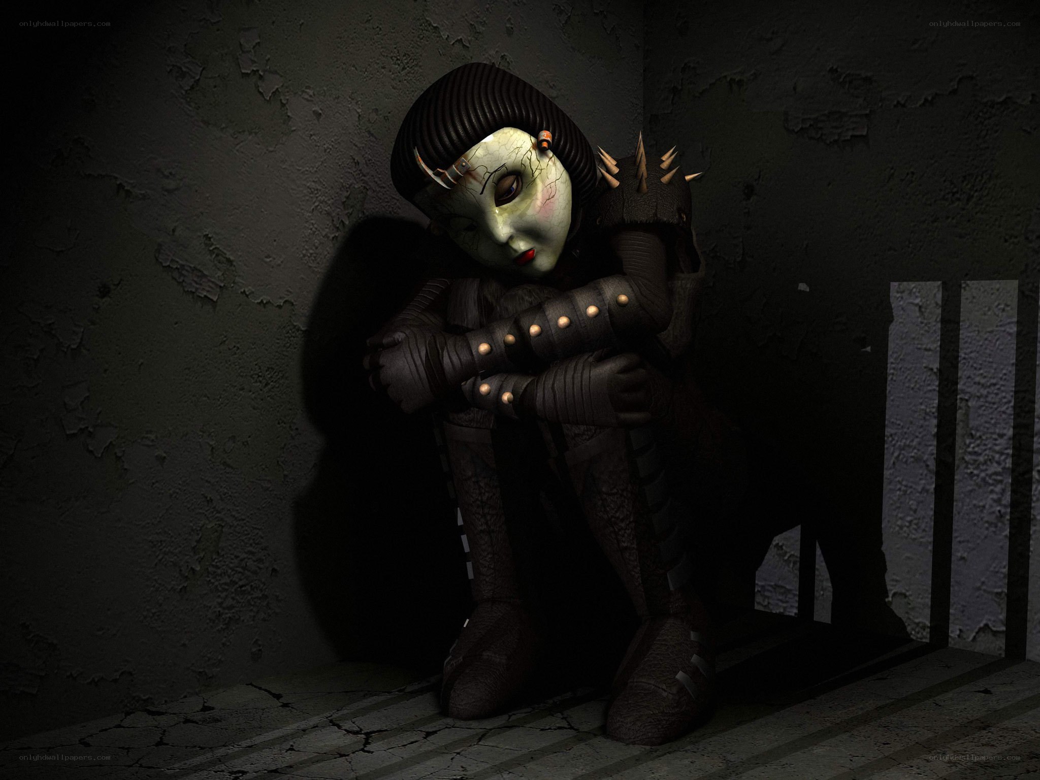 disturbing doll in dark corner