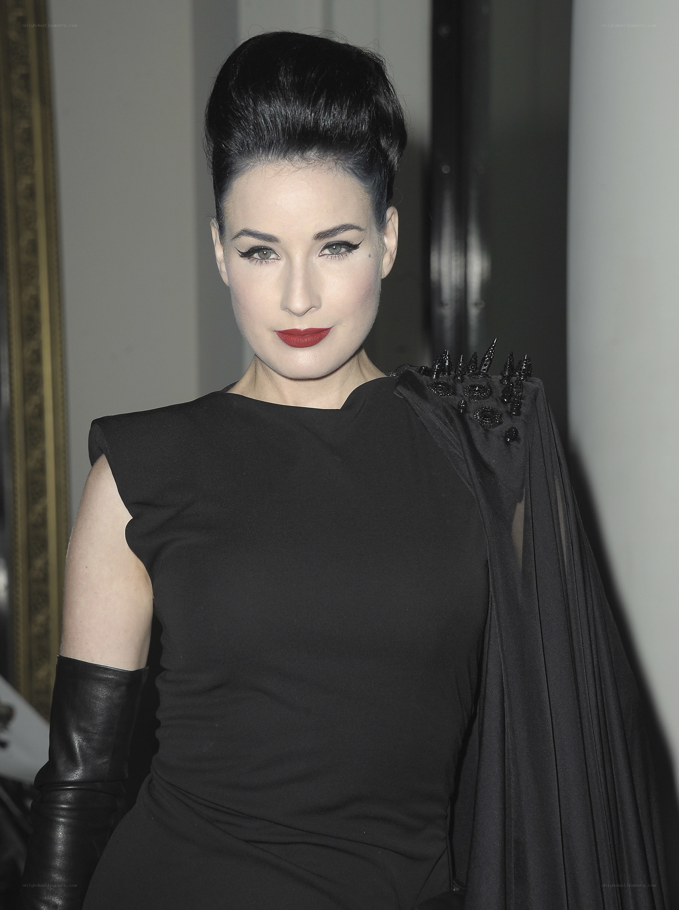 Dita Von Teese in black dress