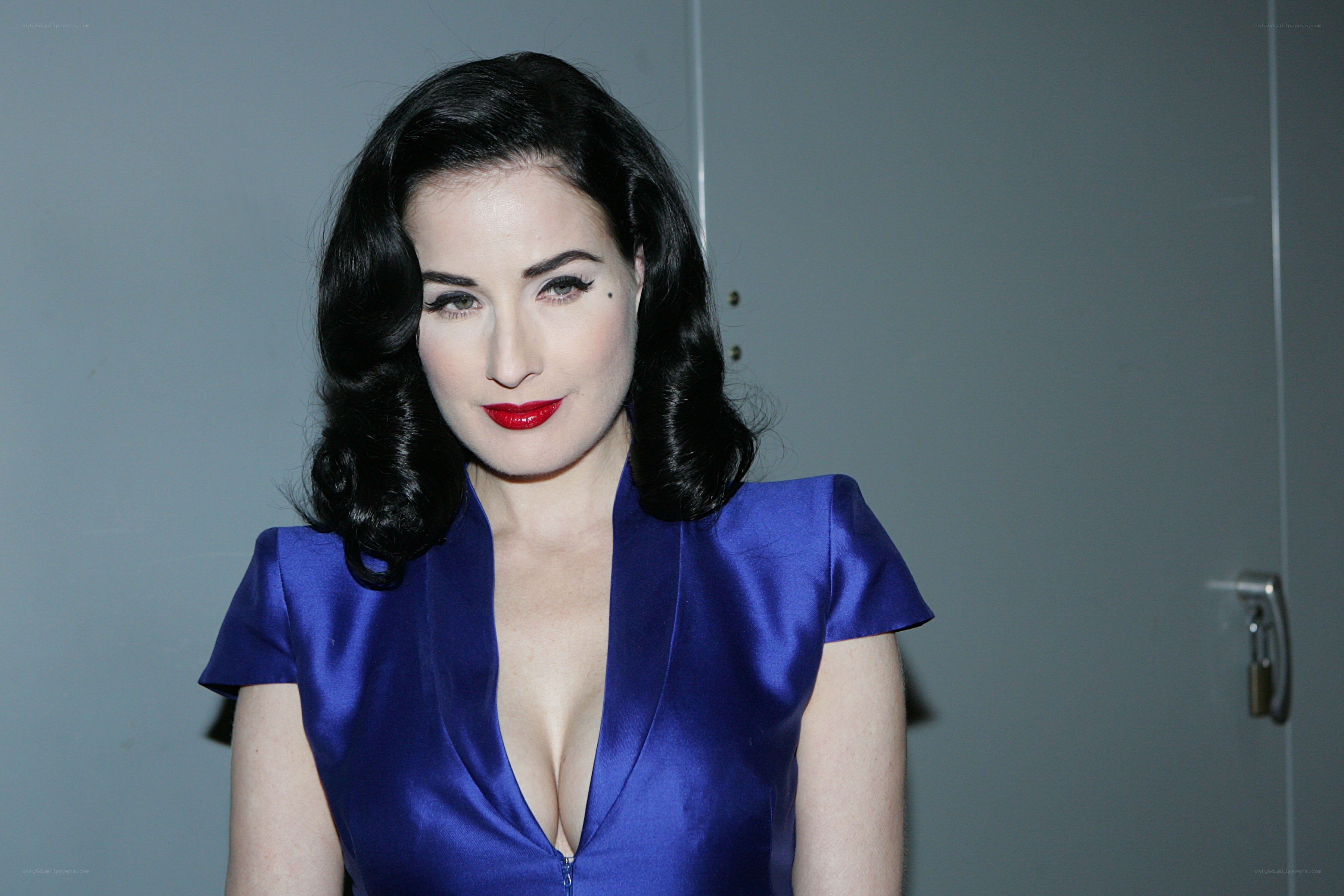 Dita Von Teese in blue dress