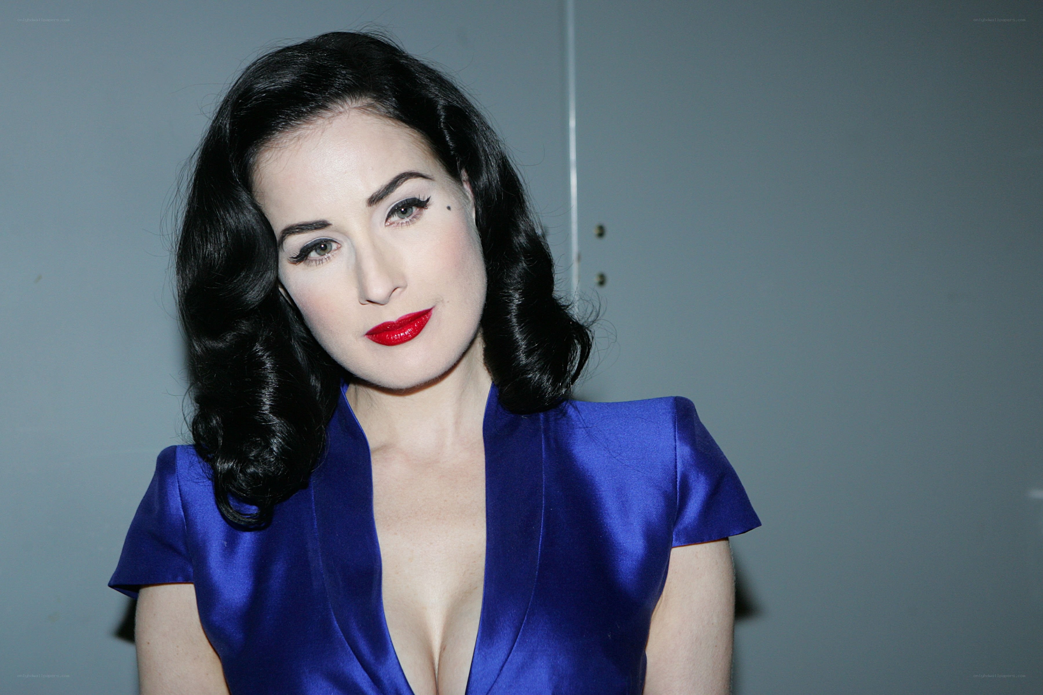 Dita Von Teese in blue dress