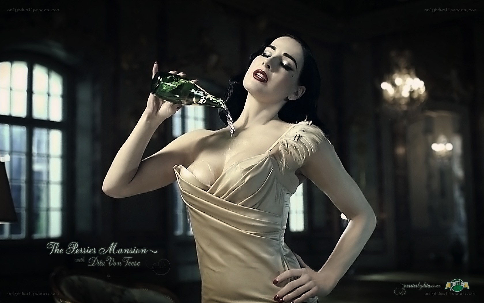 Dita Von Teese in Perrier ad