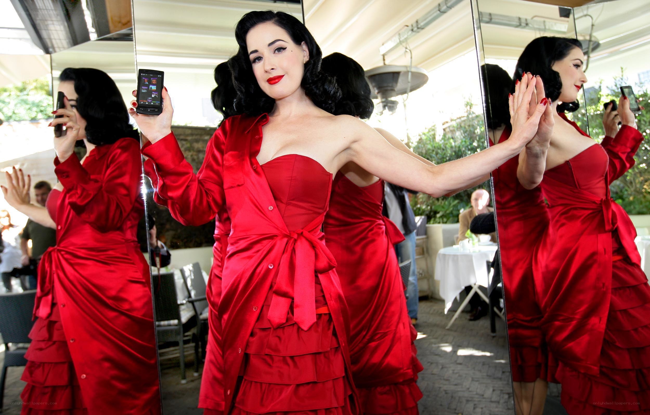 Dita Von Teese in red dress