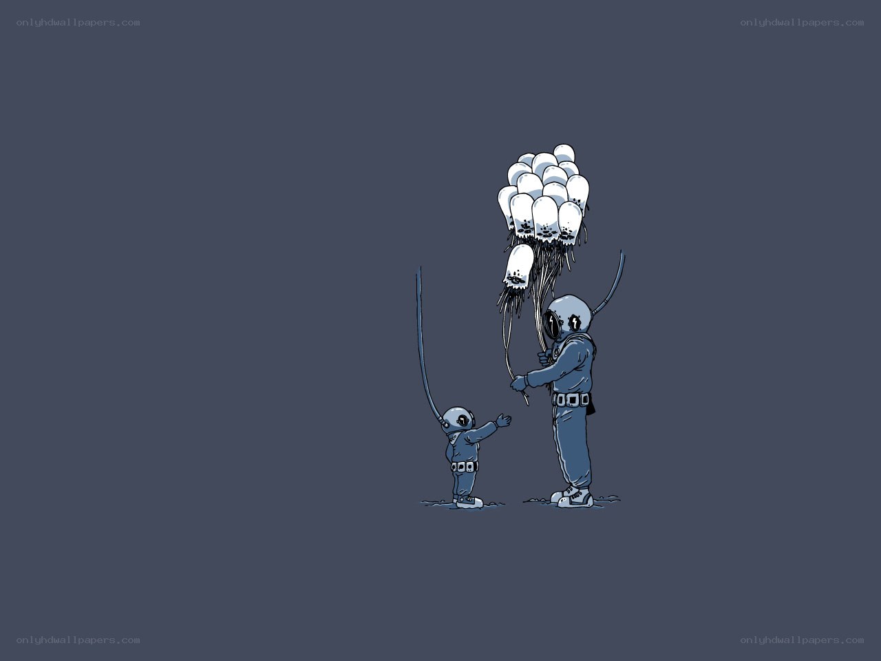 Diver and child with balloons