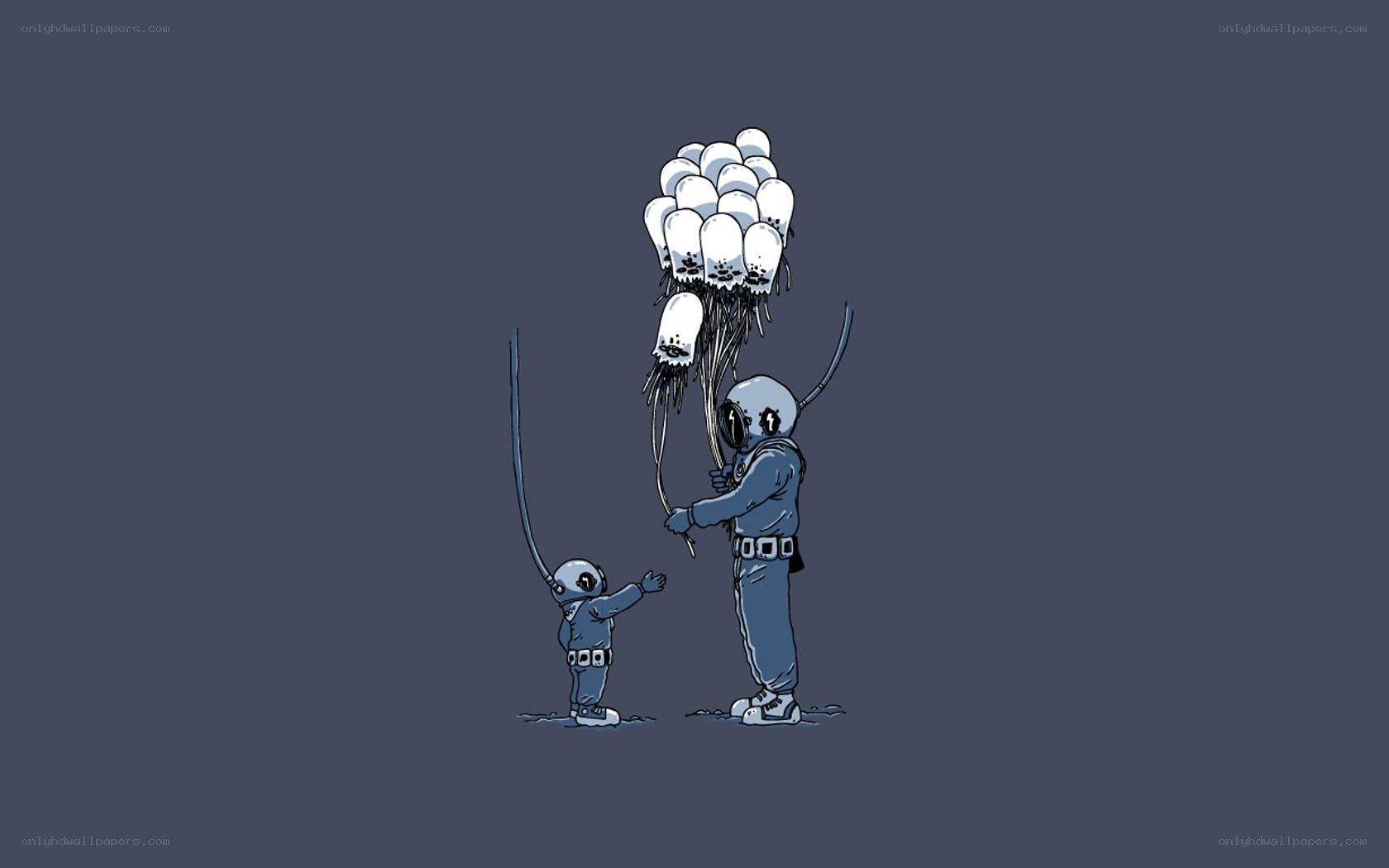 Diver and child with balloons