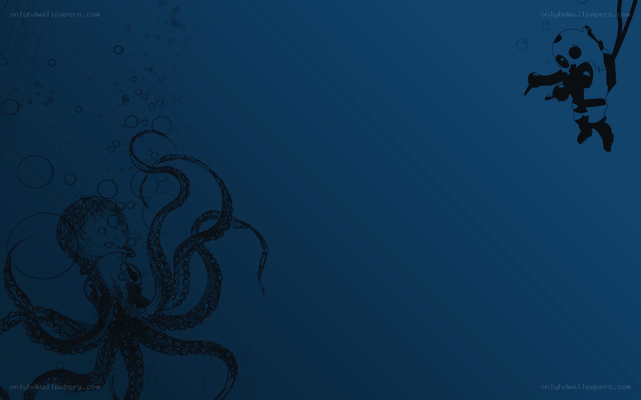 diver and octopus underwater