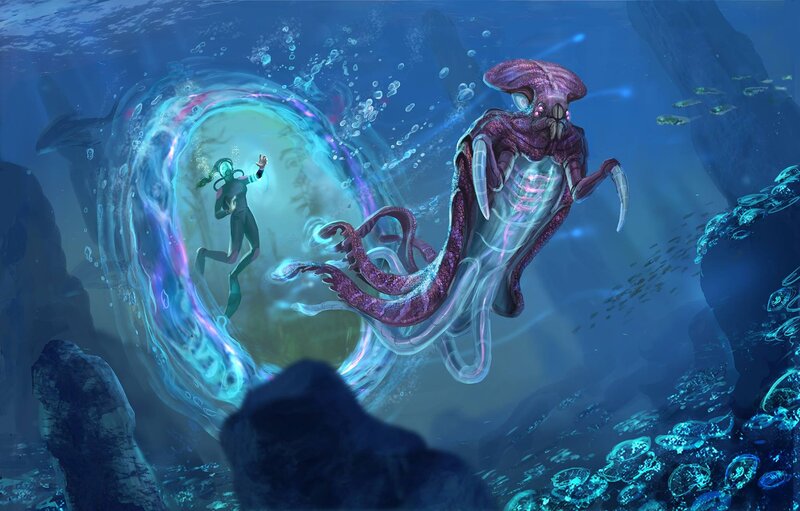 Diver and Sea Monster