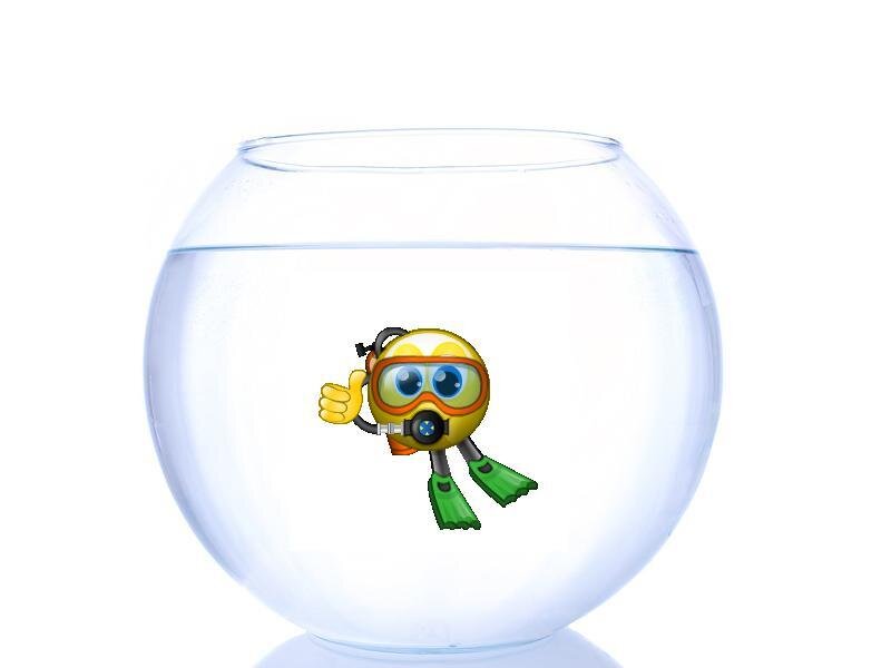 diver emoji in fishbowl