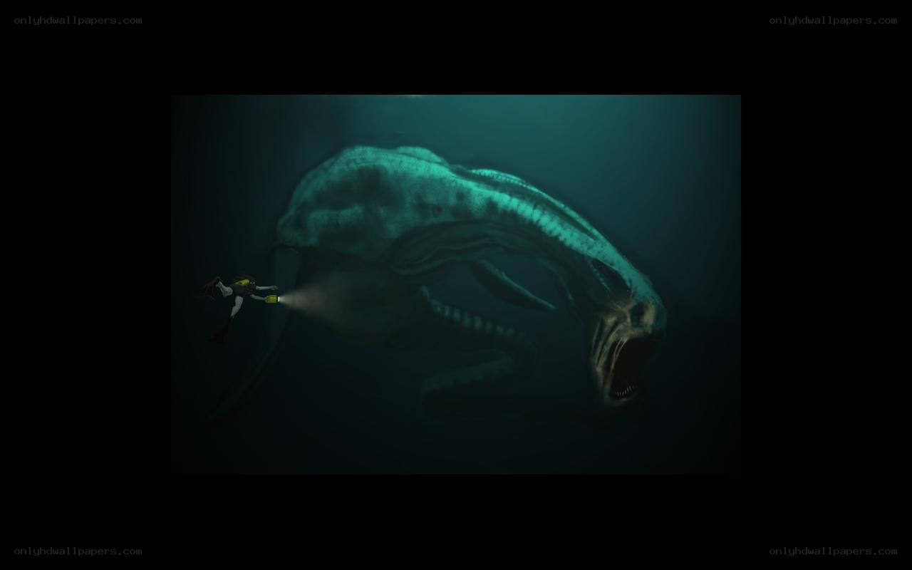 diver encounters sea monster