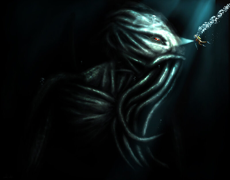 Diver encounters sea monster